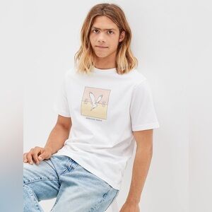 American Eagle Men’s White Super Soft Standard Fit T-Shirt, Size Large